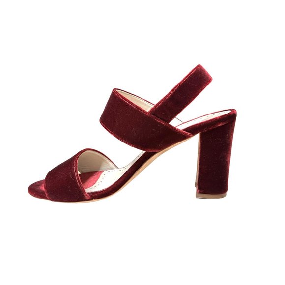 Manolo Blahnik Red Velvet Heels - Picture 2 of 6